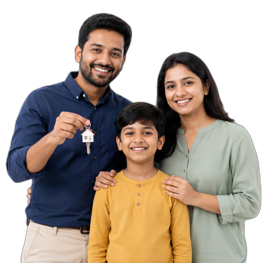 Happy Indian Family Homeowner